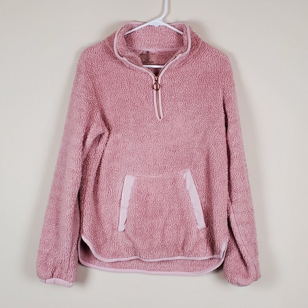 Adrienne Vittadini Sport Pink Sherpa All Day Wear Pullover